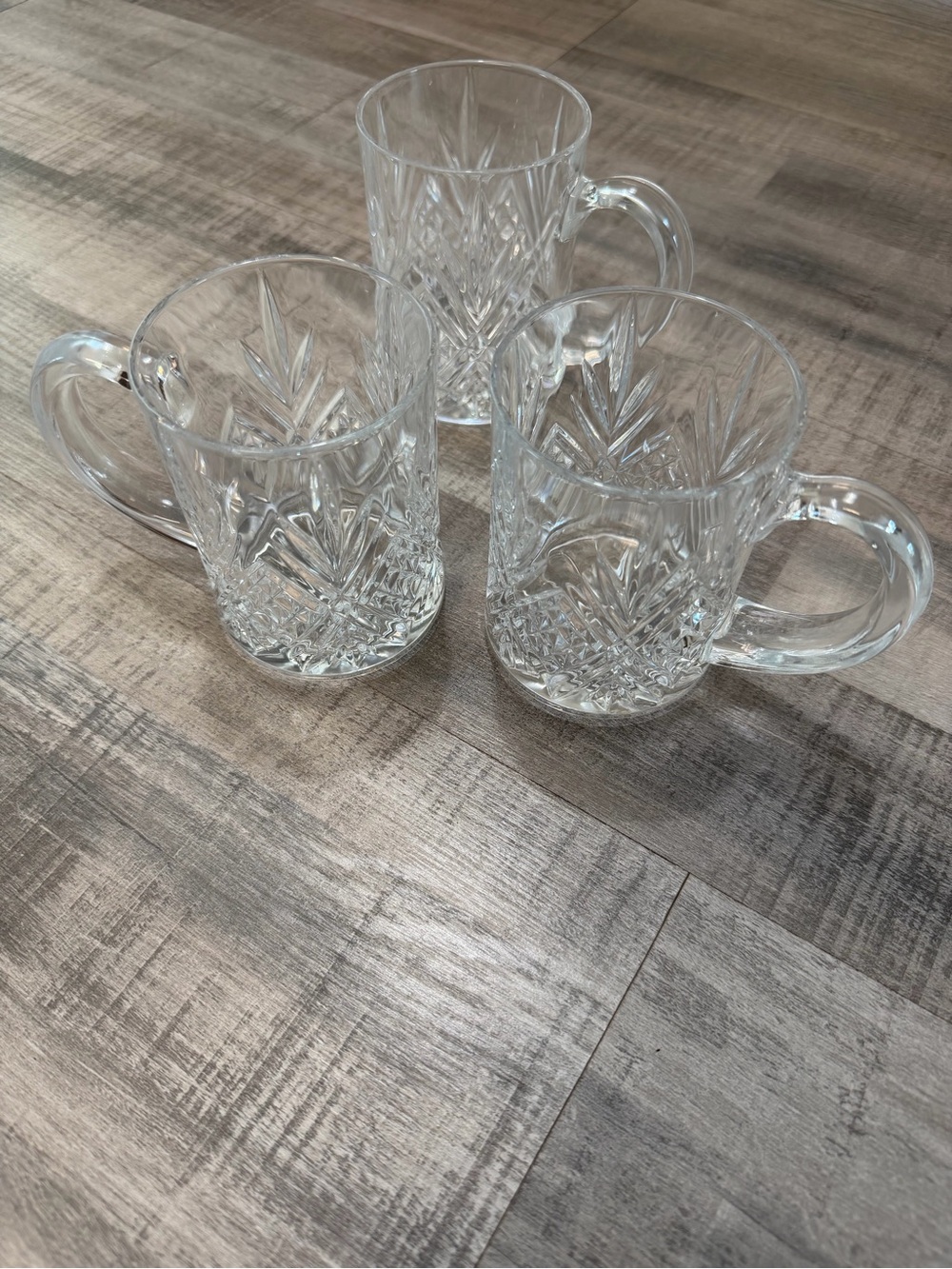 Cristal d’Arques Fontenay Crystal Mugs Set of 3 Clear Cut Crystal Coffee Tea